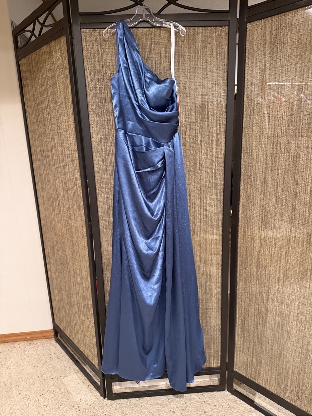 One-Shoulder Satin Evening Gown - Blue JJ’s House Size 4 Ladies